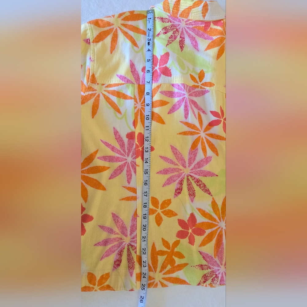 Coldwater Creek Lightweight Floral Jacket In Pink Yellow and Orange - Picture 6 of 6